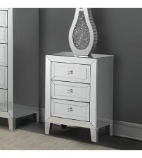 Camelia Bedside Table MDF Silver Mirror Three Drawers Sparkling Handle